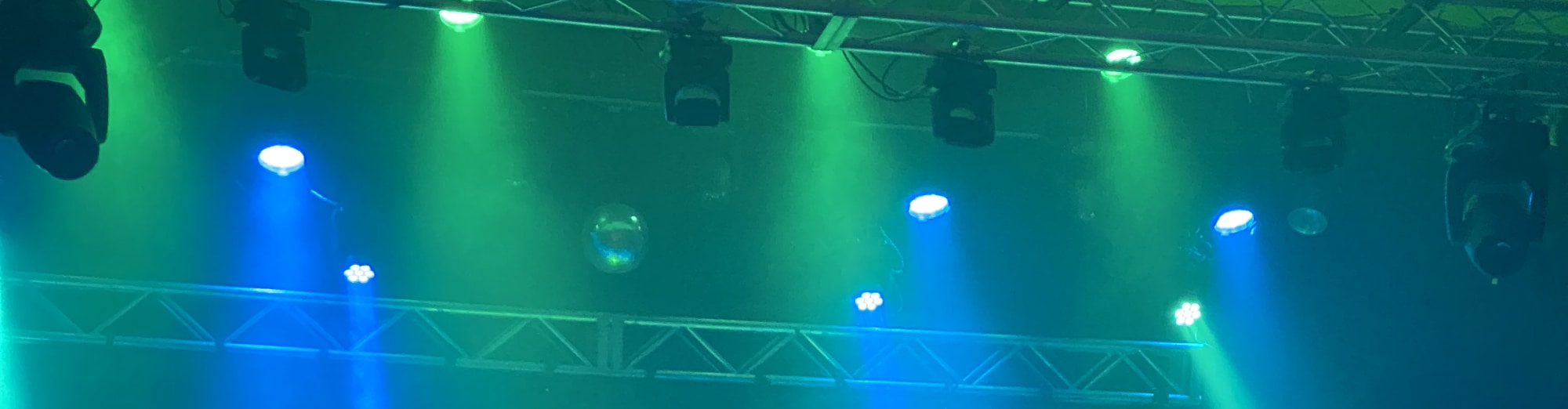 blue and green theater stage lights Savannah